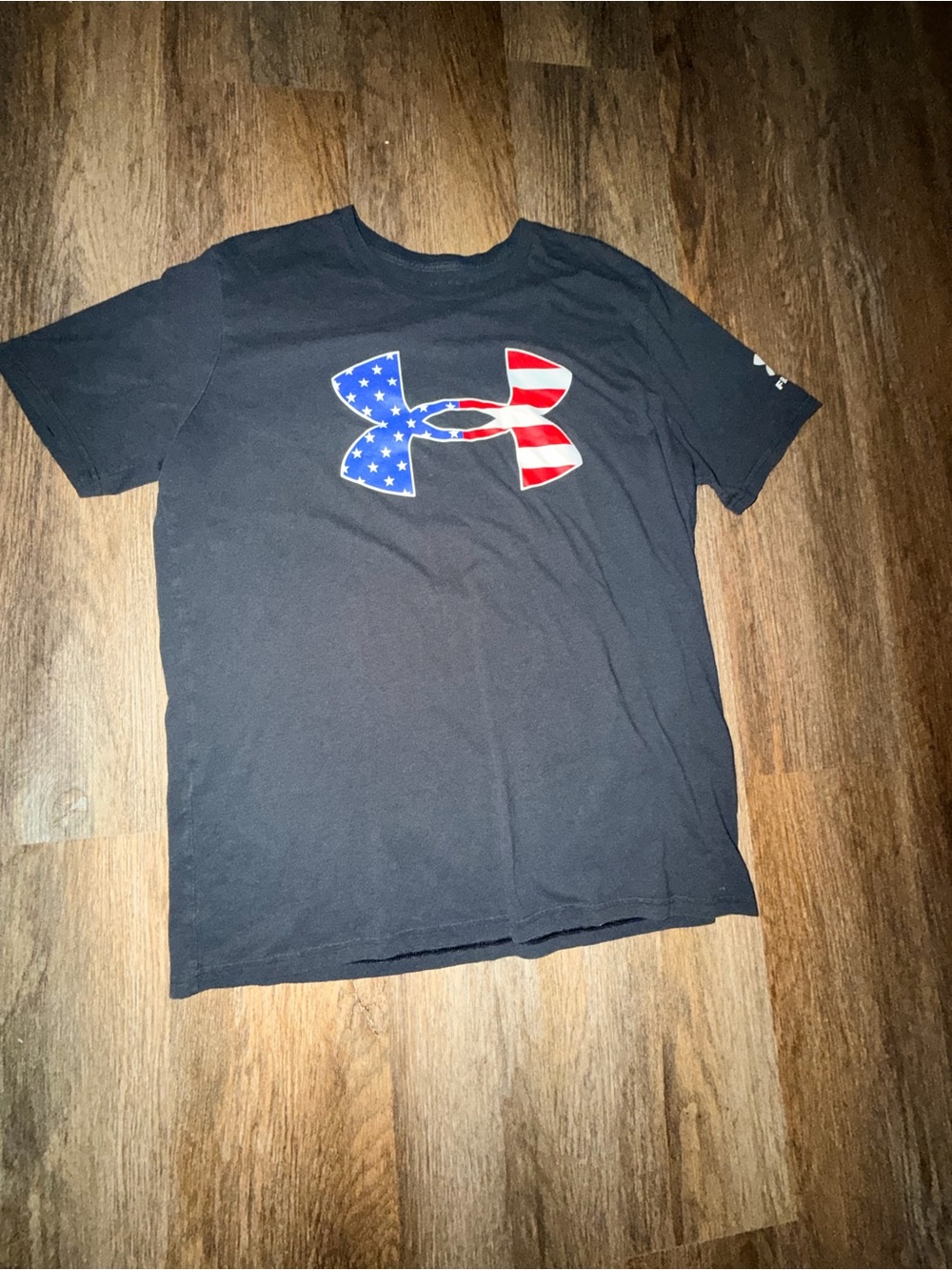 Under Armour Black Short Sleeve Tee with American Flag Logo
